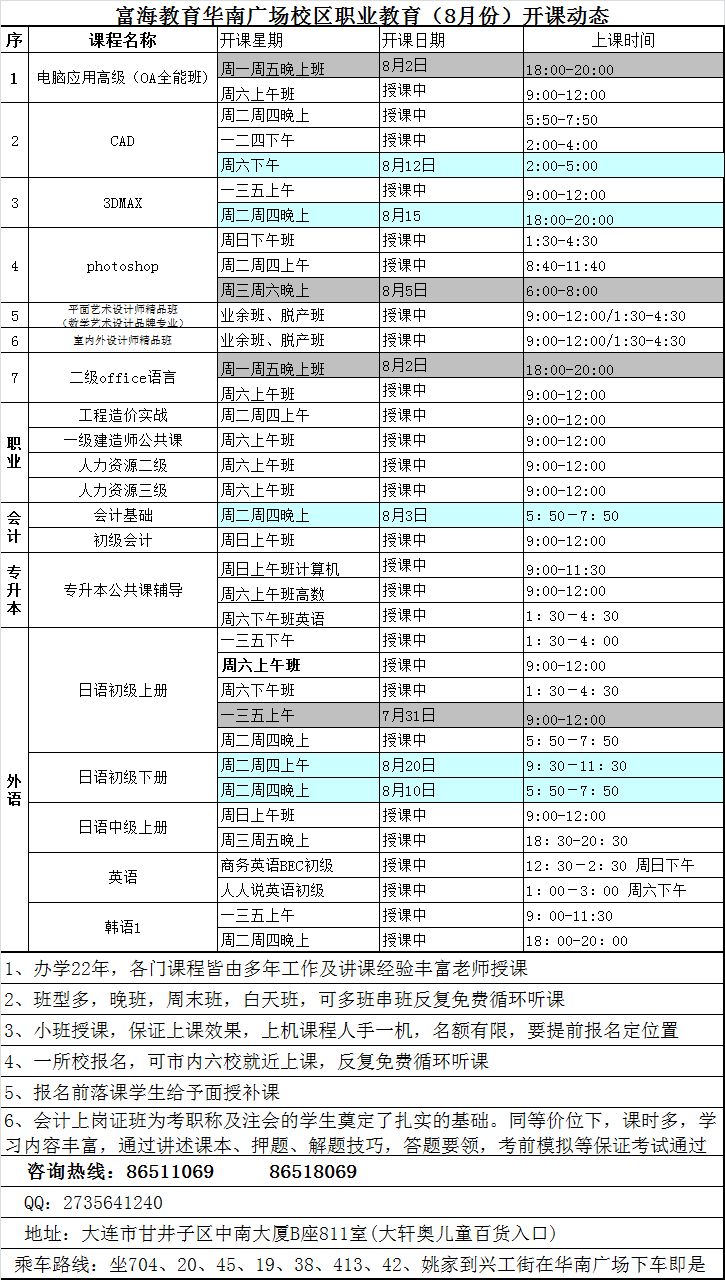 華南校區(qū)·電腦外語(yǔ)會(huì)計(jì)課程·17年8月份最新開(kāi)課動(dòng)態(tài)