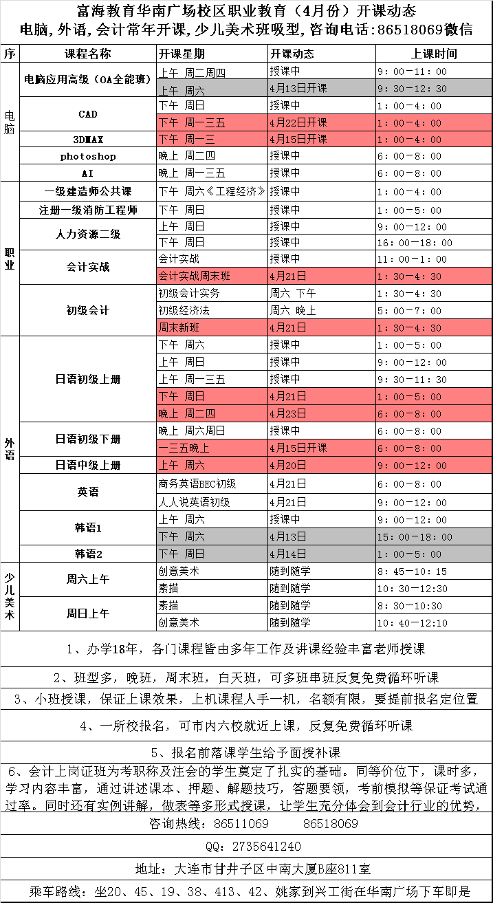 華南校區(qū)·電腦外語(yǔ)會(huì)計(jì)專(zhuān)升本課程·2019年4月最新開(kāi)課動(dòng)態(tài)